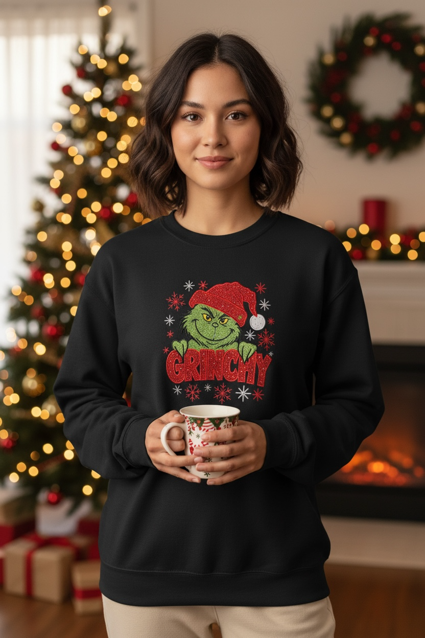 Embroidered Glitter Appliqué Christmas Gildan Sweater